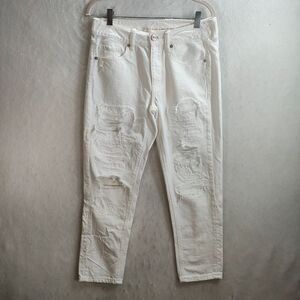 Women's American eagle tomgirl jeans white distressed size 6 short mid rise